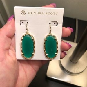 Kendra Scott Earrings - Elle Gold w/ Emerald Cats Eye Stone (orig $65)